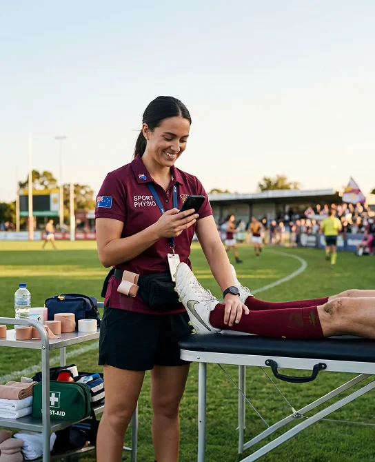 Clinician submitting a referral pitch-side